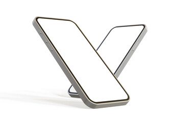 Wall Mural - Mobile smart phone mockup empty screen isolated on the white background. 3d illustration.