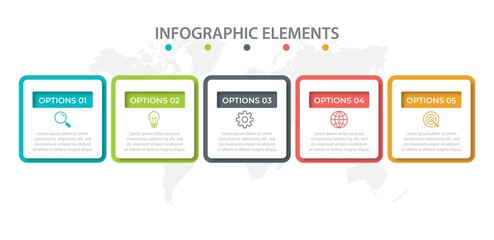 Line step infographic. 5 options workflow diagram, number infograph, process steps chart with line icons. Information vector concept. Illustration of step information chart and infographic