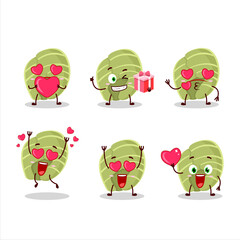 Wall Mural - White cabbage cartoon character with love cute emoticon