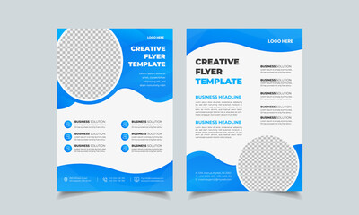 Wall Mural - set of flyer design layout, geometric business flyer template, complex blue colorful gradient ad in 