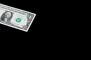 One  dollar with black background	