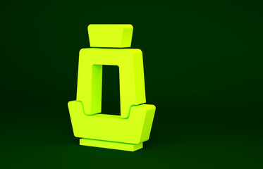 Sticker - Yellow Car seat icon isolated on green background. Car armchair. Minimalism concept. 3d illustration 3D render.