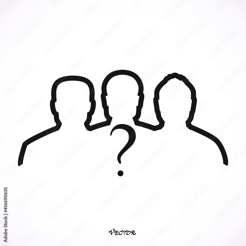 Silhouette people question mark, business leader in team illustration ...
