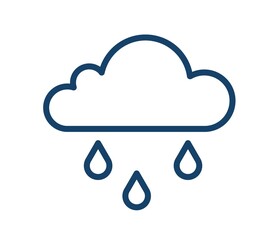 Wall Mural - abstract icon of wet and rainy weather with drops falling from cloud. simple raincloud logo with thr