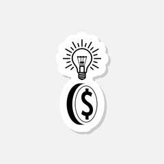 Canvas Print - Converting ideas in money sticker icon isolated on white background