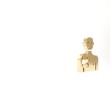 Fototapeta Do przedpokoju - Gold Man in the sauna icon isolated on white background. 3d illustration 3D render.