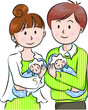 © wenpei - vector Husband and wife carry new born twins baby
