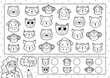© juliyas - I spy game coloring page for kids. Find and count cute animals. Search the same object black and white puzzle. How many elements are there. Vector illustration