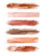 Watercolor terracotta brush strokes isolated on white background. Abstract collection, elements for design.