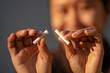 © 15Studio - Beauty woman happy to breaking a cigarette. Wold tobacco day and  quit smoking cigarettes concept