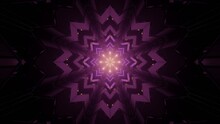 3D Illustration Of Kaleidoscope Purple Snowflake In Darkness