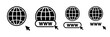 Www vector icons. Www icons collection. Web site icons. Www icons with hand cursor in flat design. Vector illustration