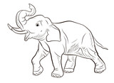 Fototapeta Dinusie - Animals. Black and white image of a large elephant, coloring book for children.