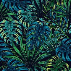 Canvas Print - Vintage tropical floral seamless pattern