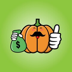 Canvas Print - cute pumpkin cartoon mascot character funny expression