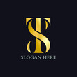 Luxury logo with letter S and T gold design.