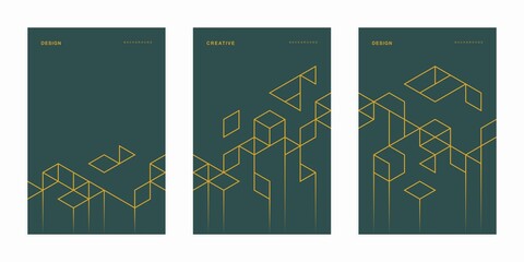 abstract geometric technological company brochure. corporate identity flyer. vector set business pre