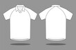 © Sansom - Blank white raglan sleeve football jersey and has a collar on a gray background. Front and back views, vector file.
