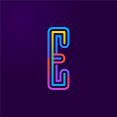 Sticker - Neon light E letter line logo.