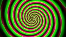 Animated Abstract Illustration Of Yellow Green Red Spirals Rotating On White