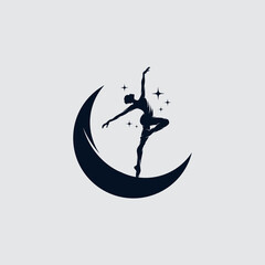 Sticker - Contemporary Dancing girl outline and the moon