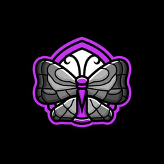 Wall Mural - E-sport purple butterfly mascot logo design