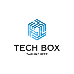 Cube tech logo design template. Hexagon shape modern graphic. Vector illustration can use for brand identity corporate business, digital corporate, development