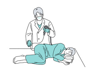 人物イラスト 大腸内視鏡検査 男性 シンプル
