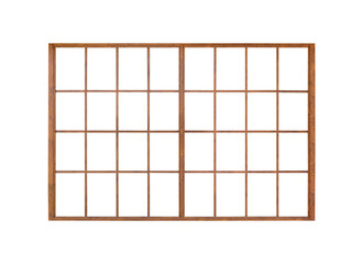 Wall Mural - Japanese house wooden door window frame isolated on white background