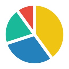 Pie chart icon vector diagram for data and information in a flat color illustration