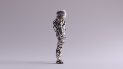 Wall Mural - silver spaceman astronaut cosmonaut ace style 3d illustration 3d render
