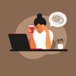 © елена калиничева - Professional burnout syndrome. Frustrated worker, mental health problems. Vector illustration in flat style.