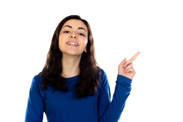 Adorable teenage girl with blue sweater