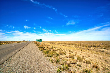 Sticker - Argentina, Santa Cruz. Panoramas of Patagonia dry steppe.