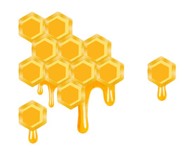 Wall Mural - honeycomb dripping honey isolated on a white background