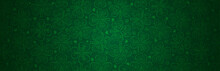 Green Patricks Day Greeting Banner With Green Clovers. Patrick's Day Holiday Design. Horizontal Background, Headers, Posters, Cards, Website. Vector Illustration