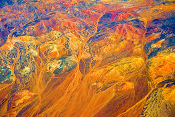 Wall Mural - Aerial view of land pattern on Atacama Desert, Chile