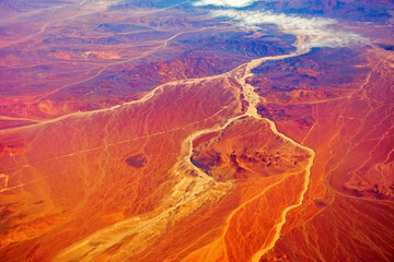 Canvas Print - Aerial view of land pattern on Atacama Desert, Chile