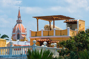 Canvas Print - Metropolitan Cathedral and colonial houses in the old town, Cartagena, UNESCO World Heritage Site, Bolivar Department, Colombia