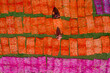 © AmazingAerialAgency - Aerial view of two woman working placing colourful towels in a field near Araihazar, Dhaka district, Bangladesh.