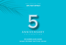 Editable Text Style Effect With 5th Anniversary Numbers