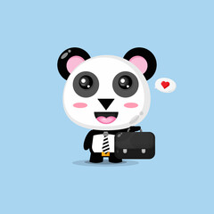 Cute panda go to work