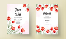 Beautiful Red Tulip Flower Wedding Invitation Card