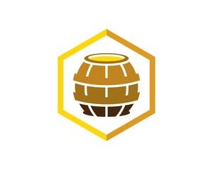 Canvas Print - Hexagonal shape with honey barrel inside