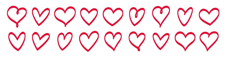 Sticker - set of vector hand drawn hearts. trendy design elements. handdrawn hearts for use in logo or as grap