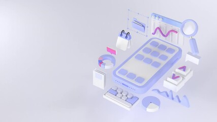 Wall Mural - 3d rendering of smartphone and Application.
