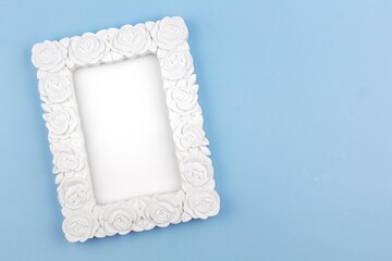 white frame on blue