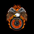 vector of eagle hold the tyre of custom motorcycle