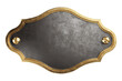 Empty metal plate with brass border. Steampunk style. Clipping path included. 3d illustration