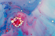 Overflows and bubbles of acrylic paint in liquid, many colors